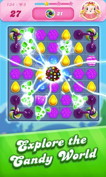 Взломанная Candy Crush Saga на Андроид — Бесконечные жизни и бустеры — скриншот 1 Взломанная Candy Crush Saga на Андроид — Бесконечные жизни и бустеры — скриншот 1