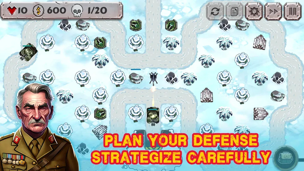Скачать Battle Strategy: Tower Defense (Мод: Безлимитные деньги и усиленные башни) на Андроид — скриншот 1