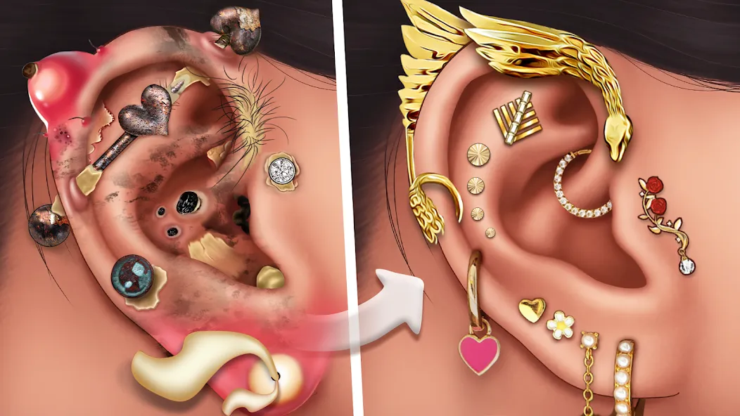 Ear Salon ASMR Ear Wax& Tattoo на Андроид — Все процедуры разблокированы и доступны — скриншот 1