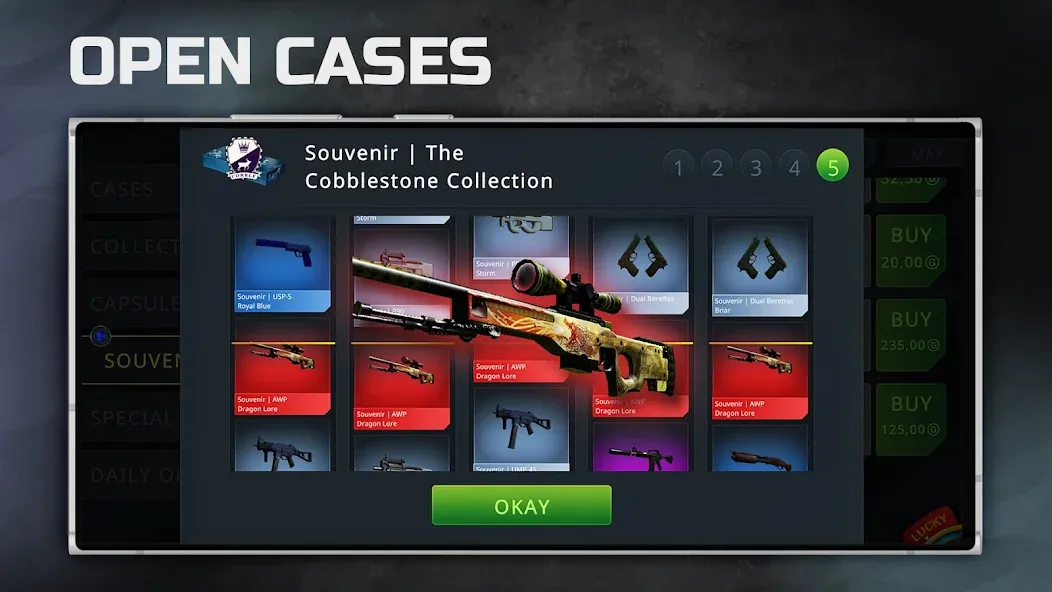 Case Chase: Simulator for CSGO — Взломанная версия (Безлимитные деньги и редкие скины) — скриншот 1
