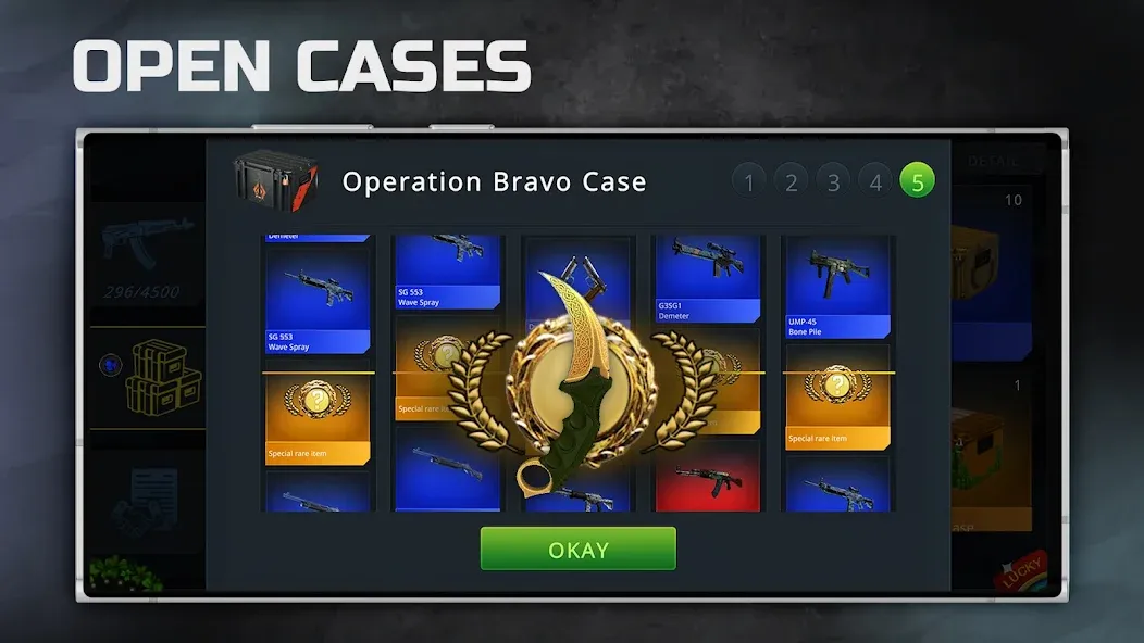 Case Chase: Simulator for CSGO — Взломанная версия (Безлимитные деньги и редкие скины) — скриншот 3