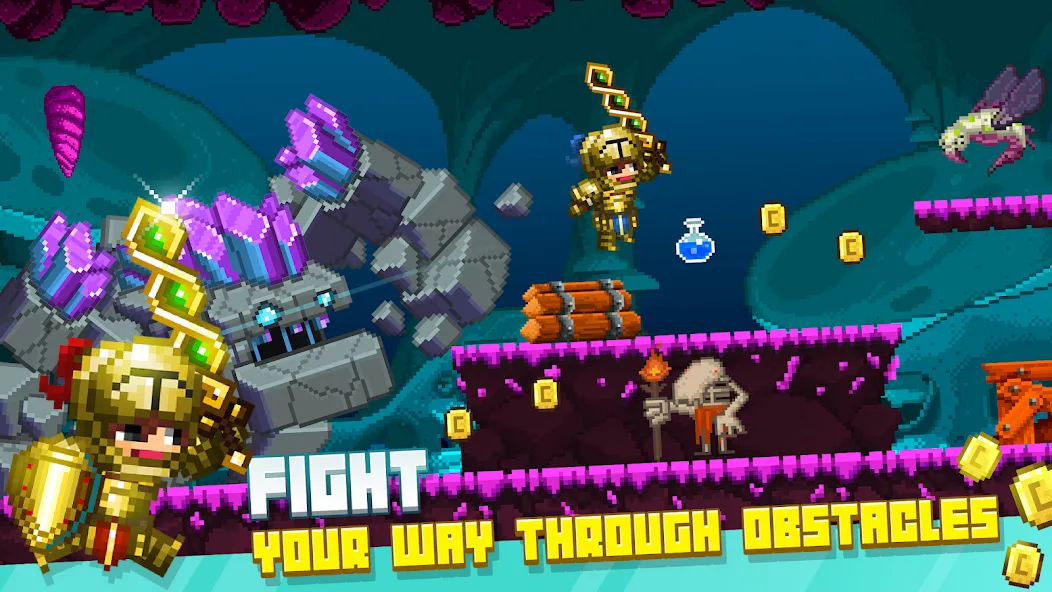 Скачать взломанную Bit Heroes Runner: Pixel Blitz — Безлимитные монеты и энергия — скриншот 2