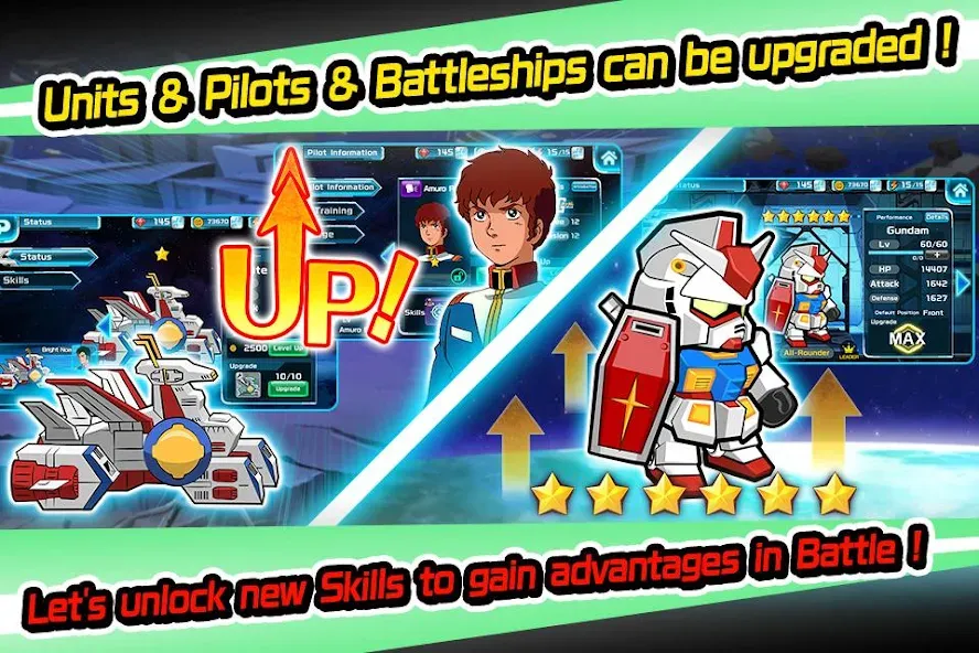 Взломанная LINE: Gundam Wars на Андроид — Безлимитные ресурсы и мощные юниты — скриншот 4