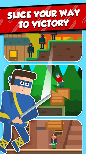 Скачать Mr Ninja - Slicey Puzzles — Модификация Безлимитные подсказки и открыты все уровни — скриншот 4