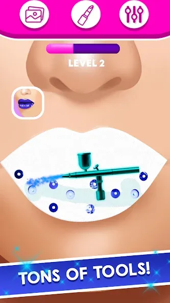Скачать взломанную Lip Art Makeup Beauty Game — Безлимитные деньги и все скины — скриншот 4 Скачать взломанную Lip Art Makeup Beauty Game — Безлимитные деньги и все скины — скриншот 4