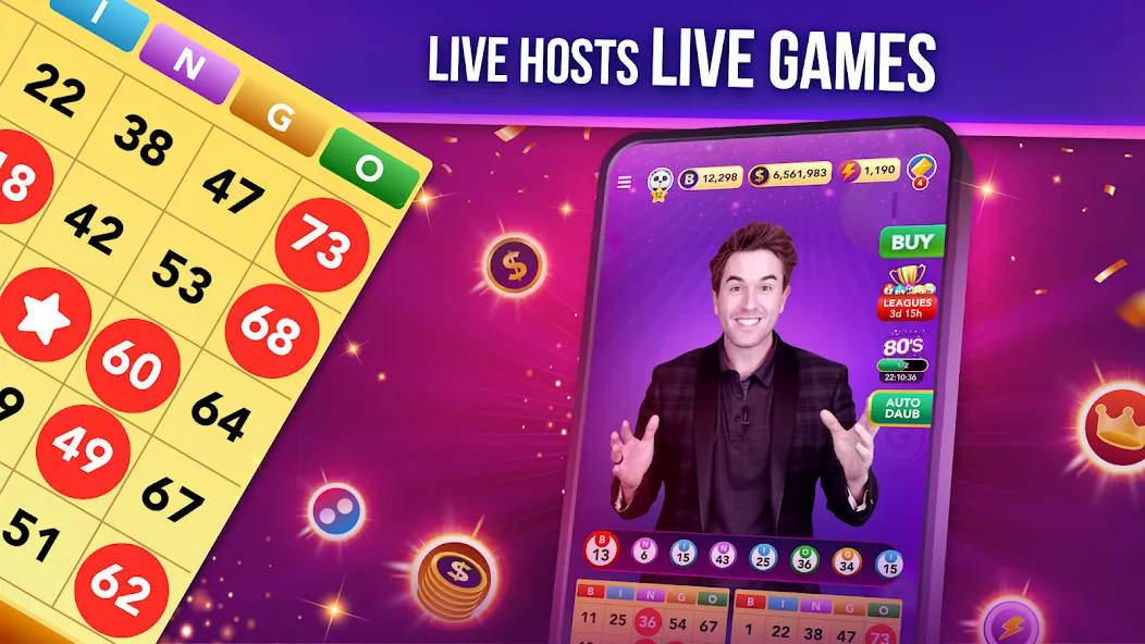 Live Play Bingo: Real Hosts на Андроид — Безлимитные фишки и бонусы — скриншот 2