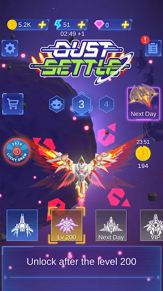Dust Settle 3D - Galaxy Attack — Мод: Безлимитные деньги и оружие — скриншот 1