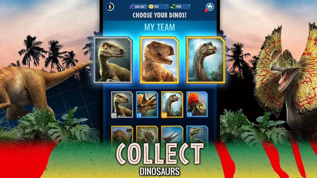 Jurassic World Alive — Взломанная версия (Безлимитные ресурсы и открыты все динозавры) — скриншот 4
