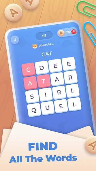 Word Wheel - Word Search MOD — Без рекламы и подсказки доступны на Андроид — скриншот 2