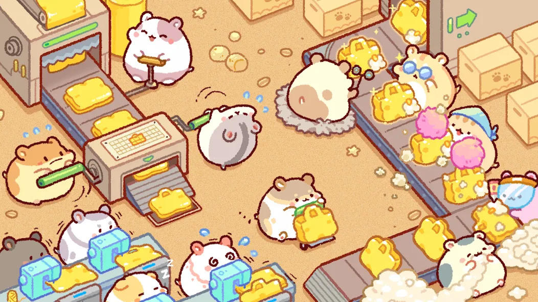 Hamster Bag Factory : Tycoon Mod APK Безлимитные деньги и ускоренное производство — Скачать на Андроид — скриншот 1
