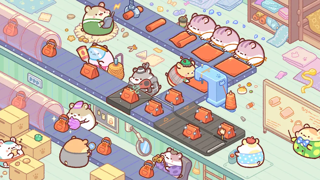 Hamster Bag Factory : Tycoon Mod APK Безлимитные деньги и ускоренное производство — Скачать на Андроид — скриншот 2