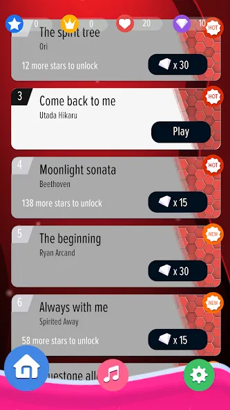 Взломанная Piano Noir Ladybug Tiles 2 на Андроид — Безлимитные монеты и все песни — скриншот 1