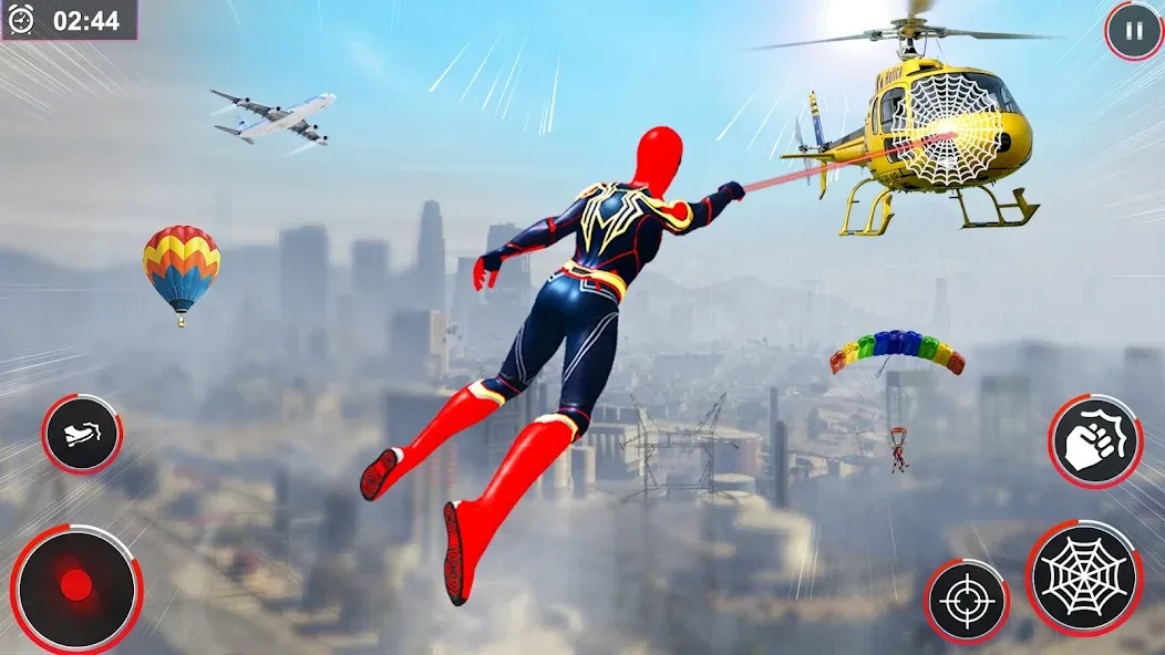 Скачать взломанную Flying Spider Rope Hero Fight — Безлимитные деньги и суперсила героя — скриншот 4