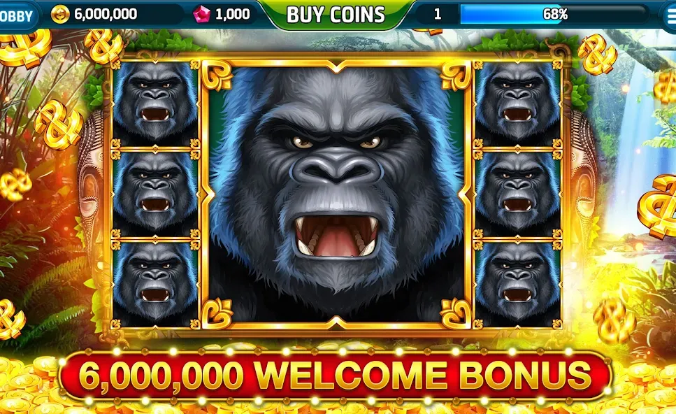 Скачать взломанную Ape Slots: Vegas Casino Deluxe — Безлимитные монеты и джекпоты — скриншот 1