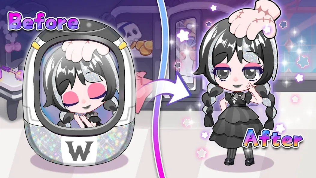 Скачать Chibi Doll: My School на телефон — Разблокированы все наряды и локации — скриншот 1