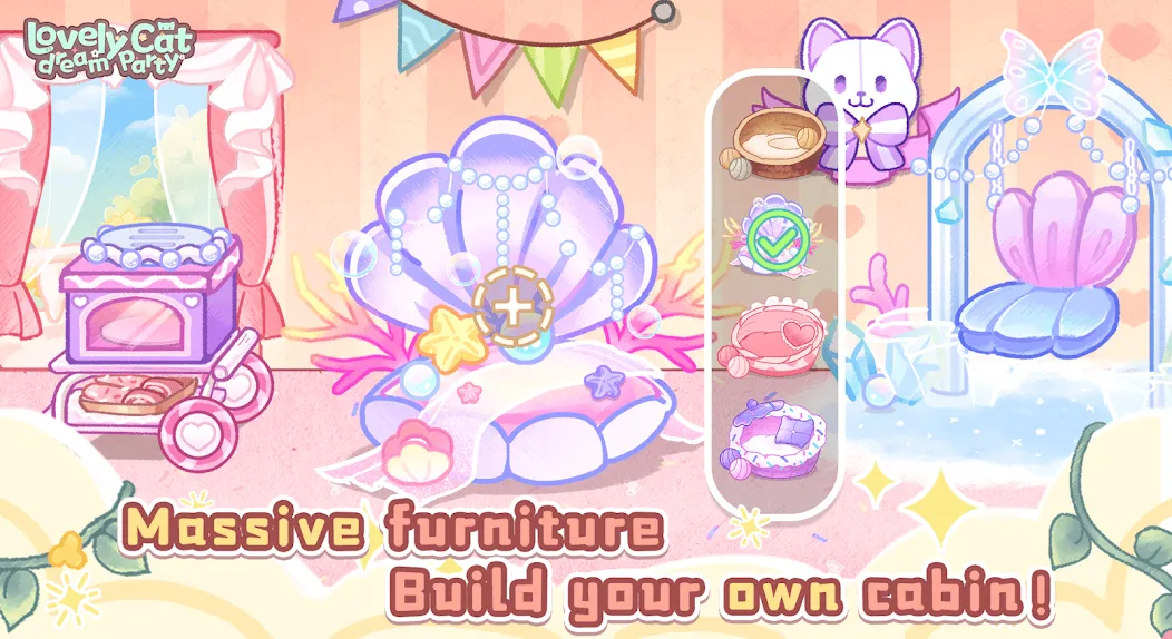 Lovely cat dream party MOD — Много монет и все уровни на Андроид — скриншот 3 Lovely cat dream party MOD — Много монет и все уровни на Андроид — скриншот 3