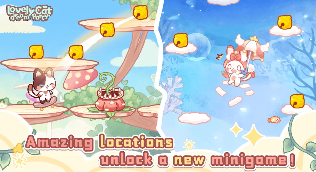 Lovely cat dream party MOD — Много монет и все уровни на Андроид — скриншот 4 Lovely cat dream party MOD — Много монет и все уровни на Андроид — скриншот 4