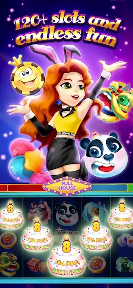 Скачать взлом Full House Casino - Slots Game на Андроид — Безлимитные монеты и бесплатные вращения — скриншот 4