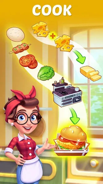 Скачать Merge Cooking:Theme Restaurant с модом — Безлимитные монеты и все рецепты — скриншот 4