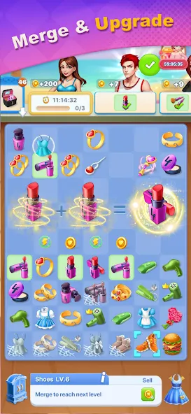 Merge Lover: Story & Makeover MOD APK — Безлимитные деньги и энергия — скриншот 4