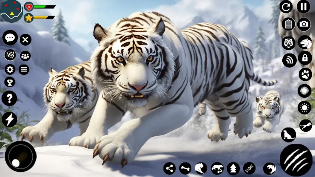 Взломанная Arctic White Tiger Family Sim на Андроид — Безлимитные деньги и ресурсы — скриншот 1
