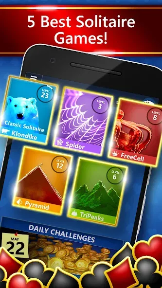Взломанная Microsoft Solitaire Collection на Андроид — Разблокированы все карты и режимы — скриншот 1