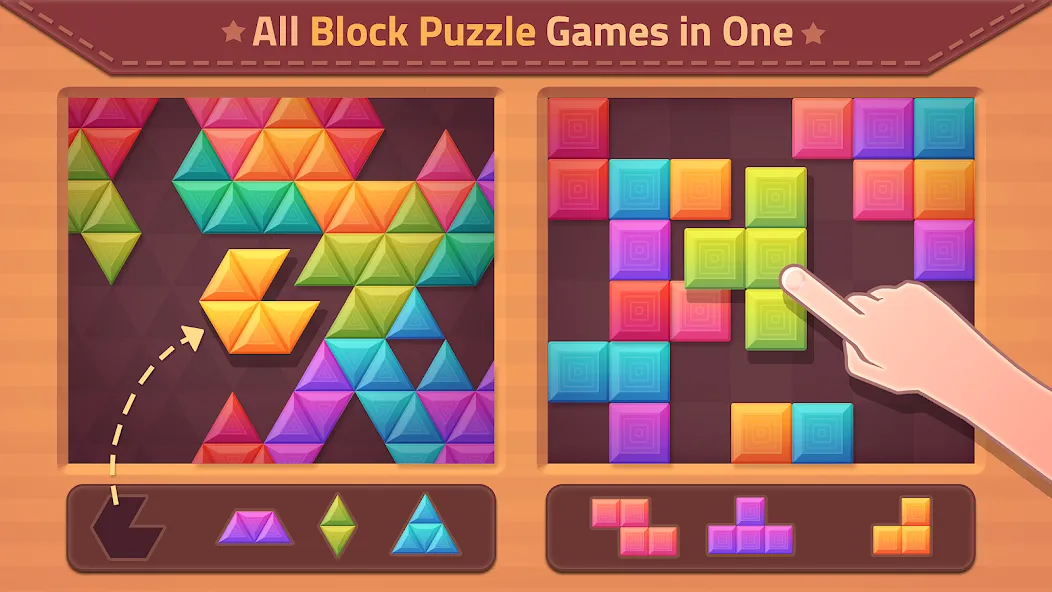 Triangles & Blocks — Взломанная версия (Безлимитные ходы и открыты все уровни) — скриншот 1