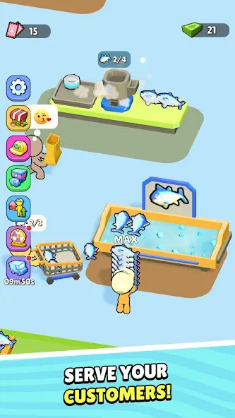 Взломанная My Fish Mart: Idle Tycoon Game на Андроид — Безлимитные деньги и товары — скриншот 2