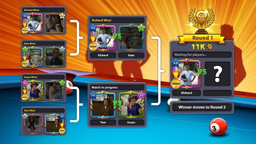 Скачать 8 Ball Pool MOD APK — Безлимитные монеты и кий — скриншот 4