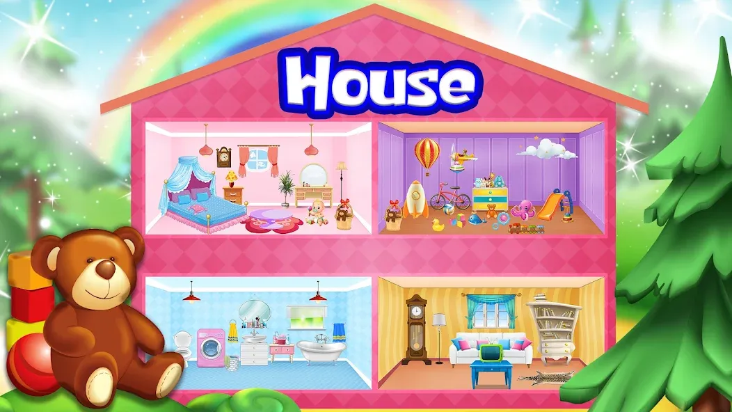 Скачать взлом Girl Doll House Design & Clean на Андроид — Безлимитные деньги и все предметы — скриншот 1