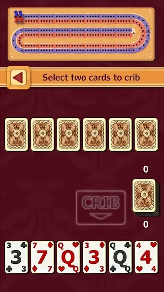 Cribbage — Мод: Бесконечные очки и подсказки — скриншот 1