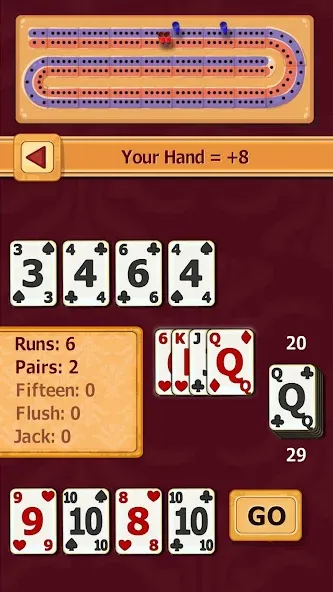Cribbage — Мод: Бесконечные очки и подсказки — скриншот 3