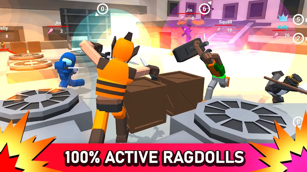 Smashgrounds.io: Ragdoll Arena MOD APK — Безлимитные деньги и оружие — скриншот 1