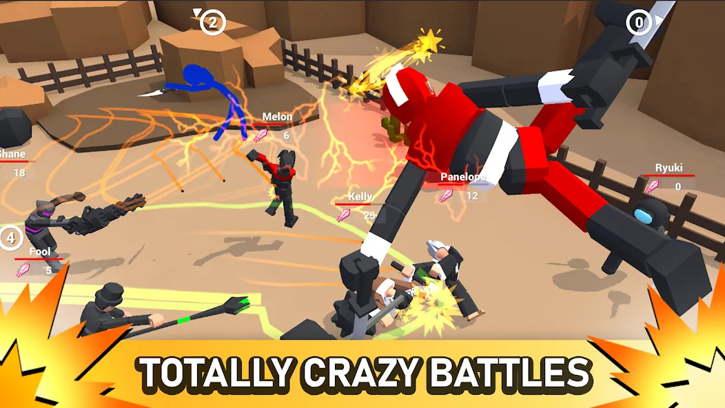 Smashgrounds.io: Ragdoll Arena MOD APK — Безлимитные деньги и оружие — скриншот 3