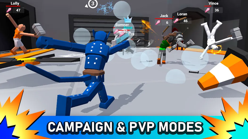 Smashgrounds.io: Ragdoll Arena MOD APK — Безлимитные деньги и оружие — скриншот 4