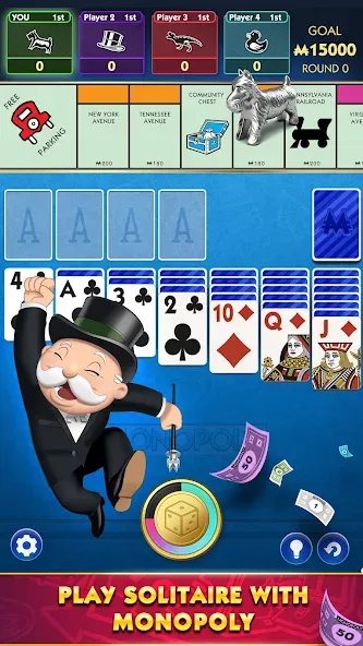 Скачать MONOPOLY Solitaire: Card Games на Android — Безлимитные монеты и разблокированы колоды — скриншот 1