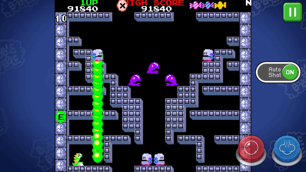 Скачать BUBBLE BOBBLE classic — Последняя версия (Бесконечные жизни и все уровни открыты) — скриншот 2
