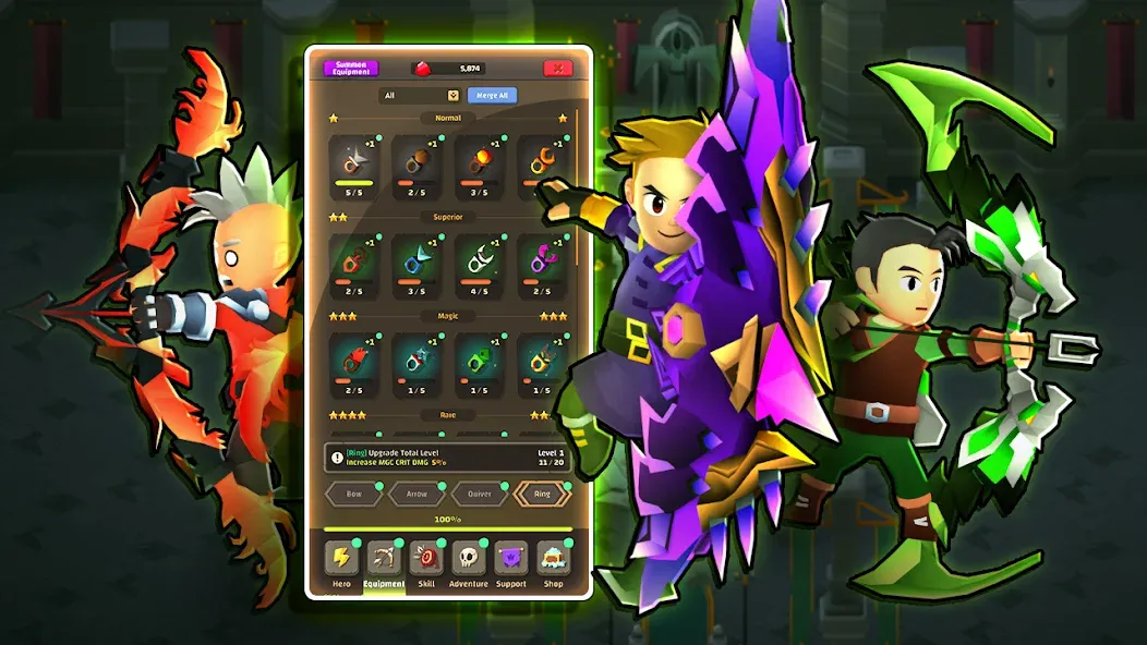 Скачать взлом Super Arrow AFK: Skill Combos на Андроид — Безлимитные деньги и усиленные навыки — скриншот 3