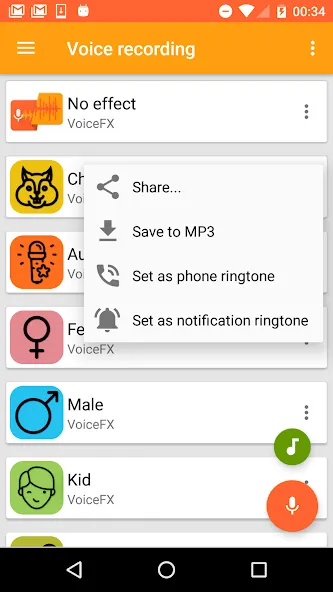 VoiceFX - Voice Changer with v на Андроид — Мод Премиум функции и без рекламы — скриншот 3