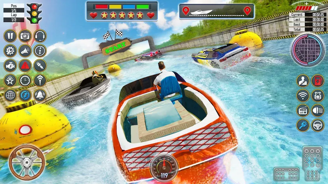 Скачать Speed Boat Racing: Boat games (Мод: Безлимитные деньги и все лодки открыты) на Андроид — скриншот 1