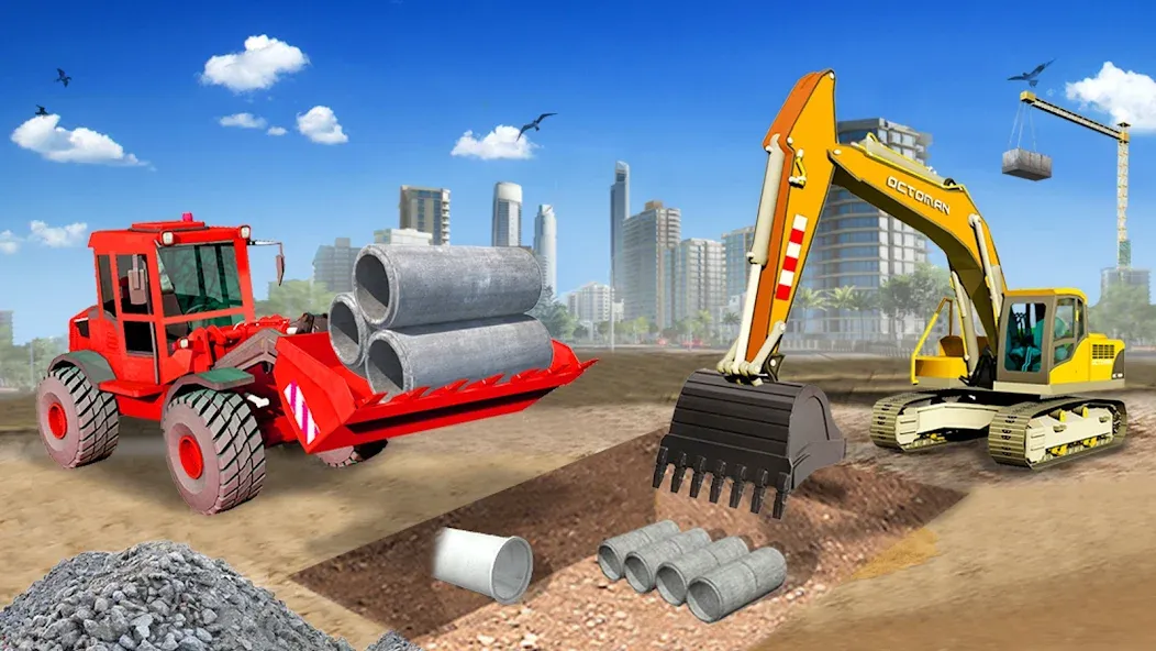 Скачать Heavy Construction Simulator — Модификация Безлимитные деньги и вся техника — скриншот 4