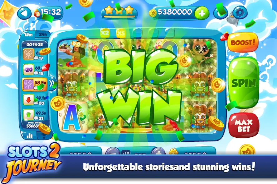 Скачать взлом Slots Journey 2: Vegas Casino на Андроид — Безлимитные монеты и бонусы — скриншот 4