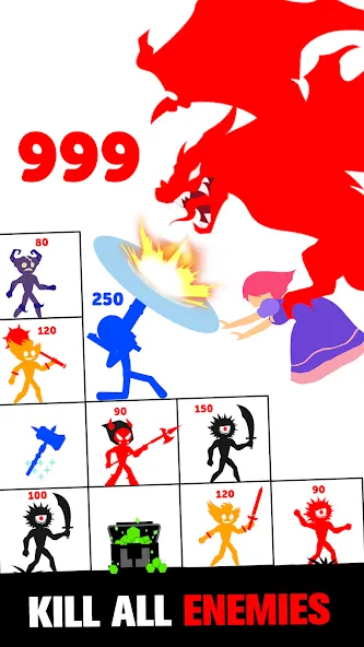 Stick Fight: Endless Battle — Мод: Безлимитные монеты и оружие — скриншот 2