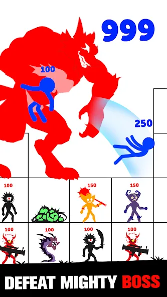 Stick Fight: Endless Battle — Мод: Безлимитные монеты и оружие — скриншот 5