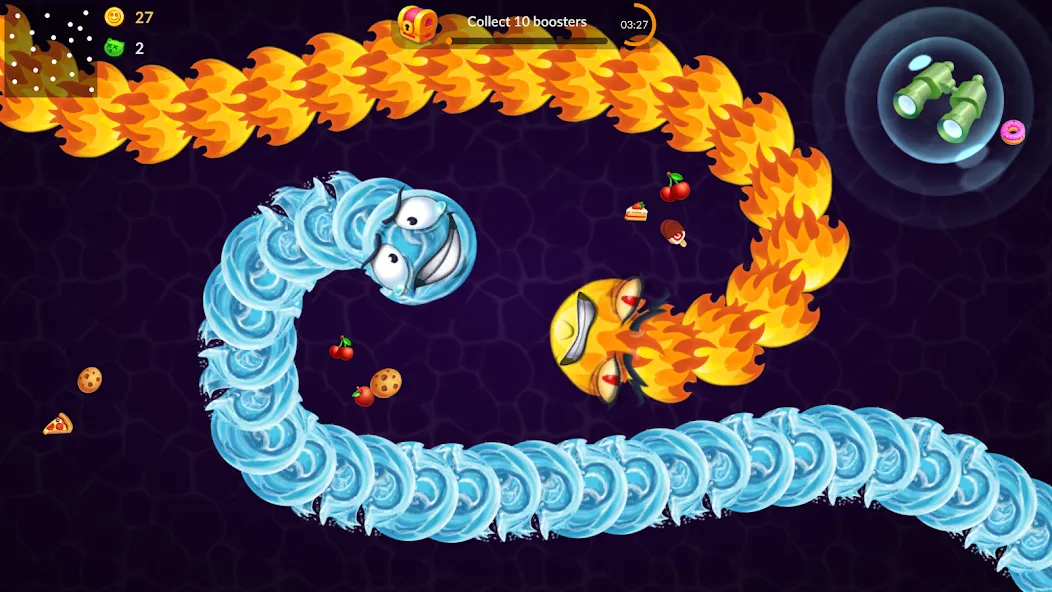 Скачать Snake vs Worms: Fun .io Zone с модом — Без рекламы и много монет — скриншот 2