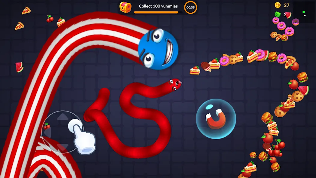 Скачать Snake vs Worms: Fun .io Zone с модом — Без рекламы и много монет — скриншот 3