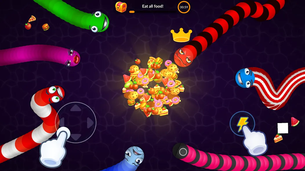 Скачать Snake vs Worms: Fun .io Zone с модом — Без рекламы и много монет — скриншот 4