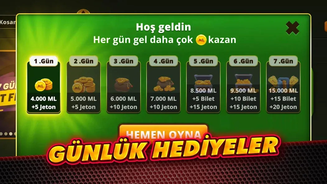 Çanak Okey - Mynet MOD APK на Android — Безлимитные монеты и усиленные бонусы — скриншот 5
