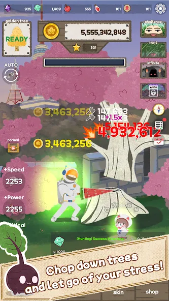 Woodcutter: Idle Clicker MOD APK на Android — Много денег и быстрый прогресс — скриншот 2