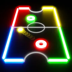 Взломанная Glow Hockey на Андроид — Неограниченные шайбы и все столы открыты